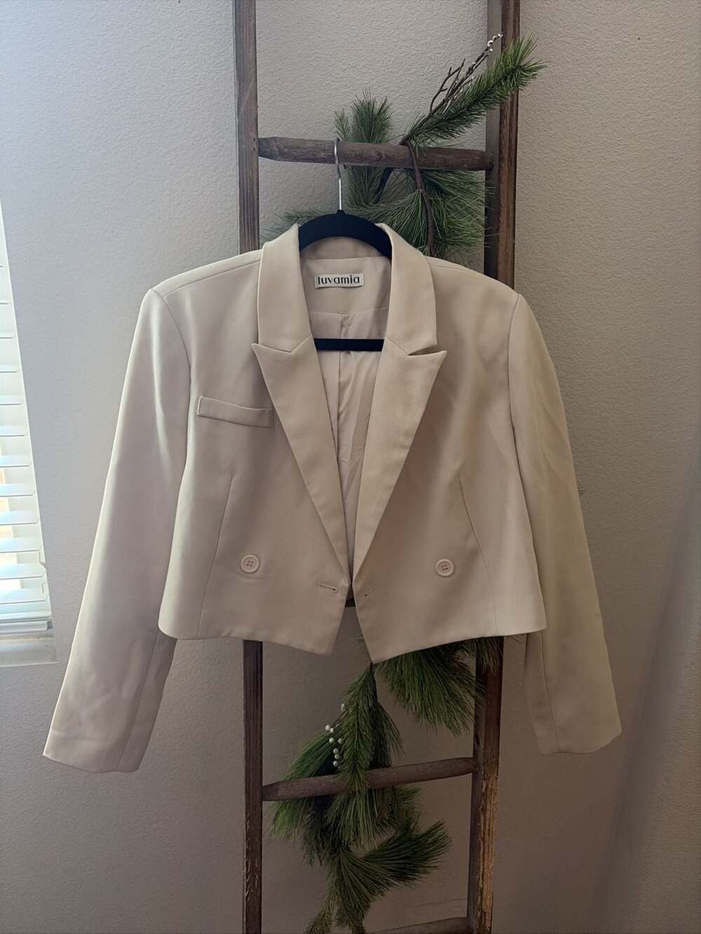 Topshop Cropped cream blazer